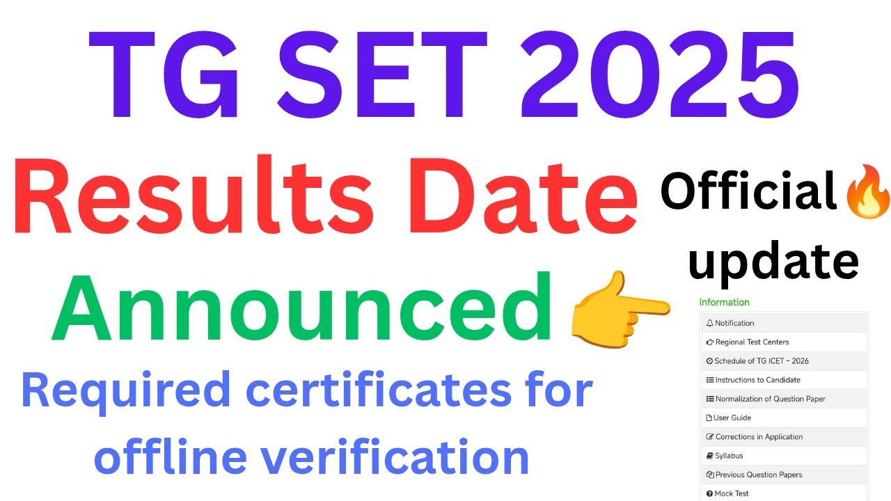 TG SET Results UPDATE 👆 Official update 🔥 #tgset2025resultsupdate #tsset2025results #tsset #OU #PG