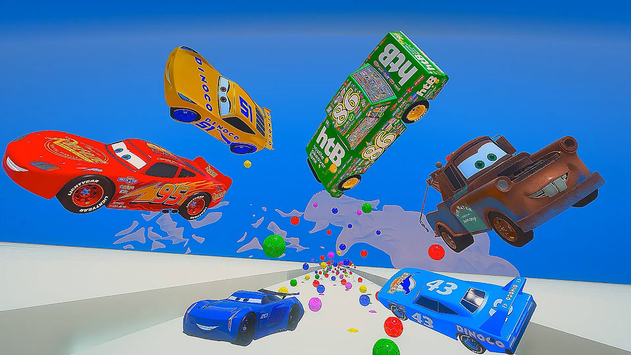 Pixar Cars Insane Descent McQueen Tow Truck Mater The King Cruz Ramirez Chick Hicks Storm & Friends
