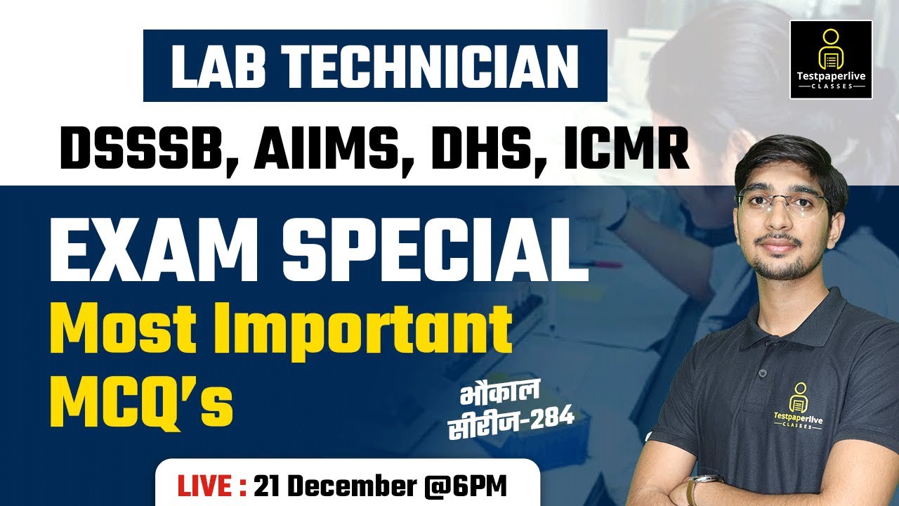 AIIMS, DSSSB, ICMR Lab Technician Live Class #284 |  | DMLT Class | DHS Lab Technician Classes