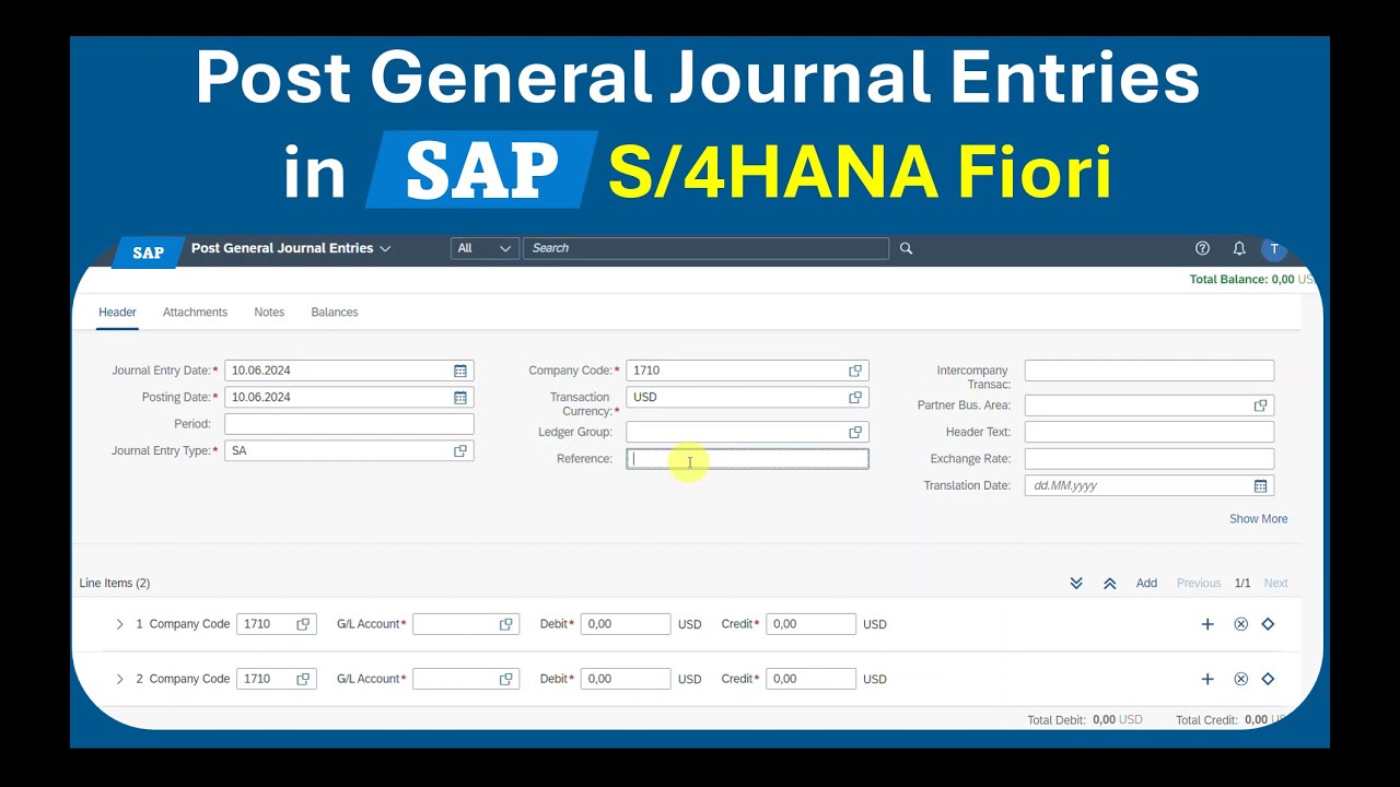 How to Post General Journal Entries in SAP S/4HANA Finance using Fiori (F0718)