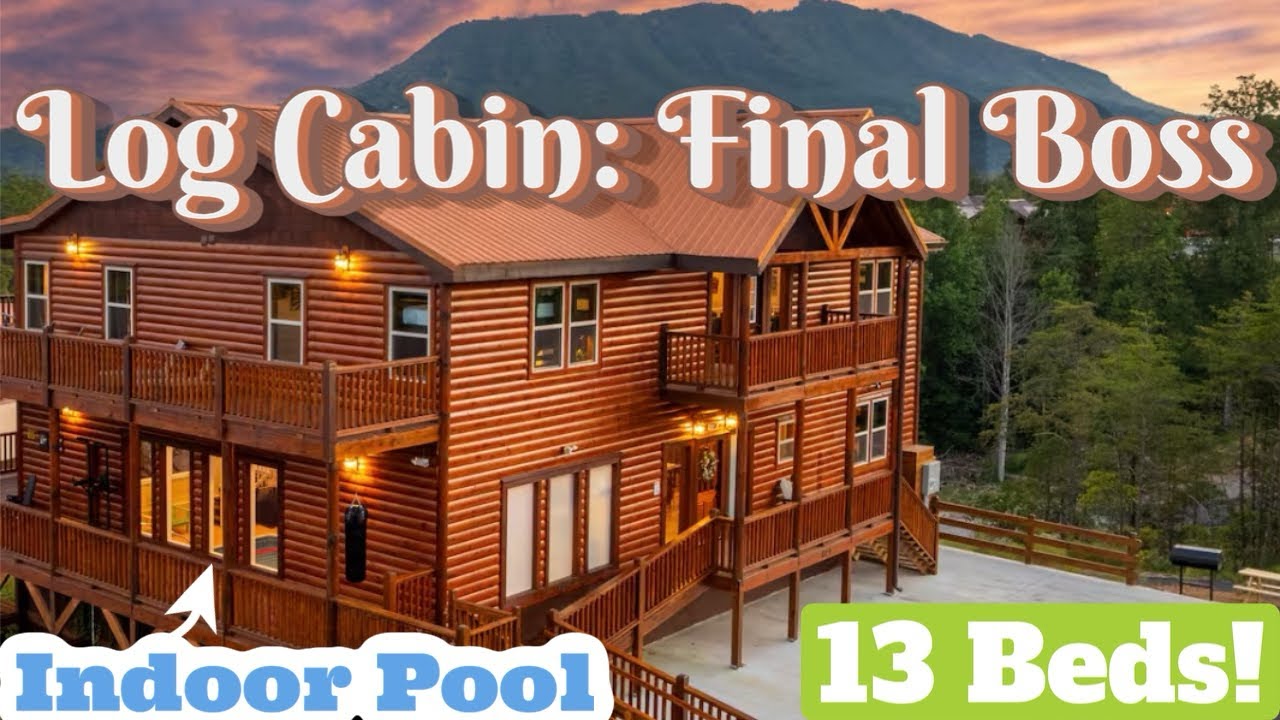 THIS [MEGA] LOG CABIN IS LOADED! Indoor pool, hot tub, arcade, billiards, bunk beds, theatre, etc.