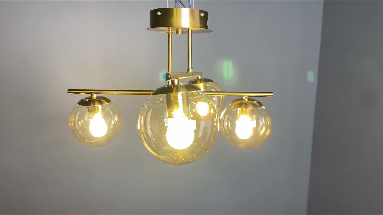 Бронзова стельова сучасна люстра на 4 плафони (52-9801-4 BRZ+BR)