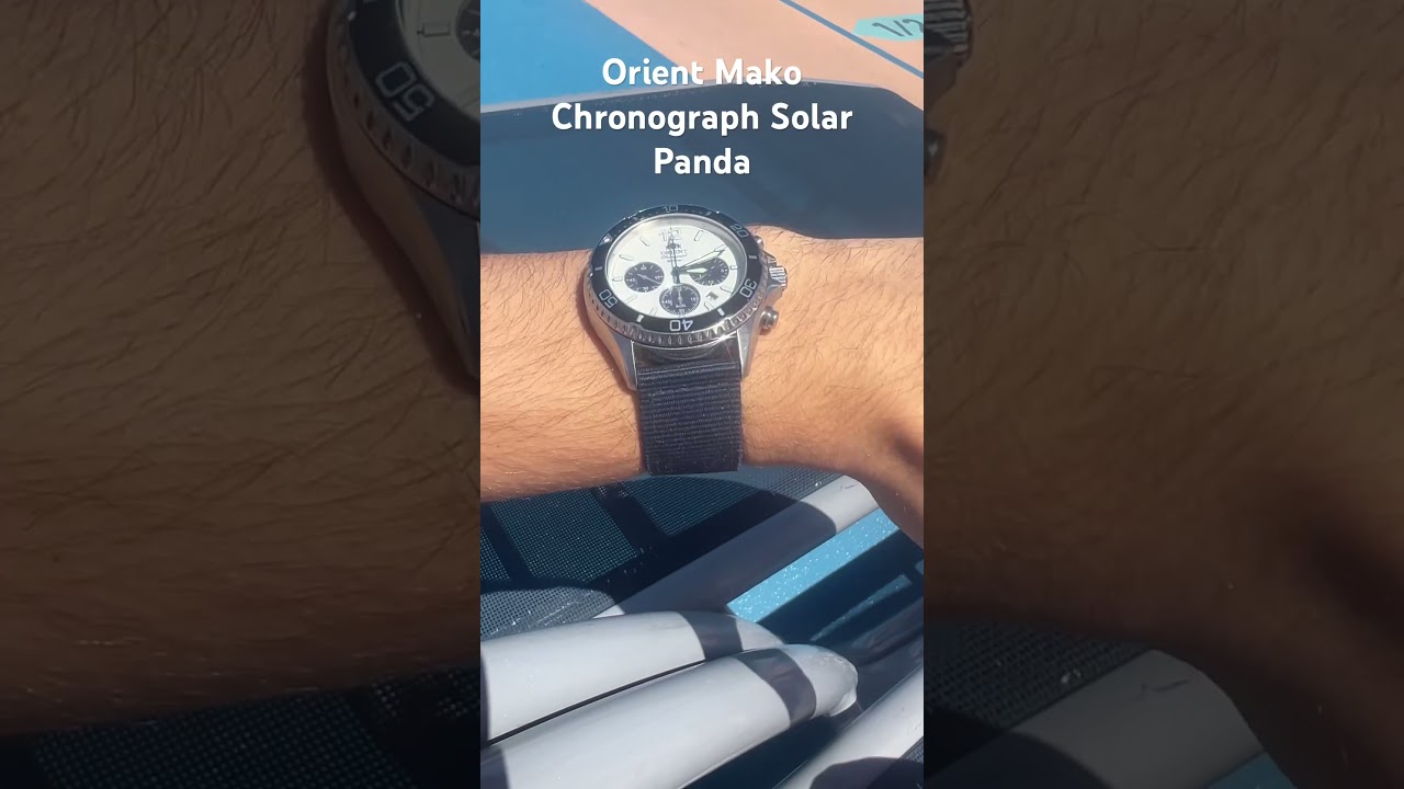 Orient Mako Chronograph Solar Panda, blue nato strap