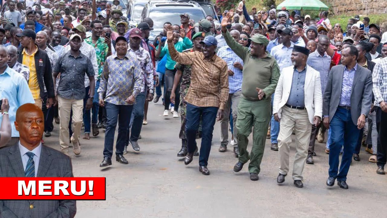 Fireworks as Pres Ruto walks in Meru streets, Gachagua's mani bedroom as market Tutam slogan!