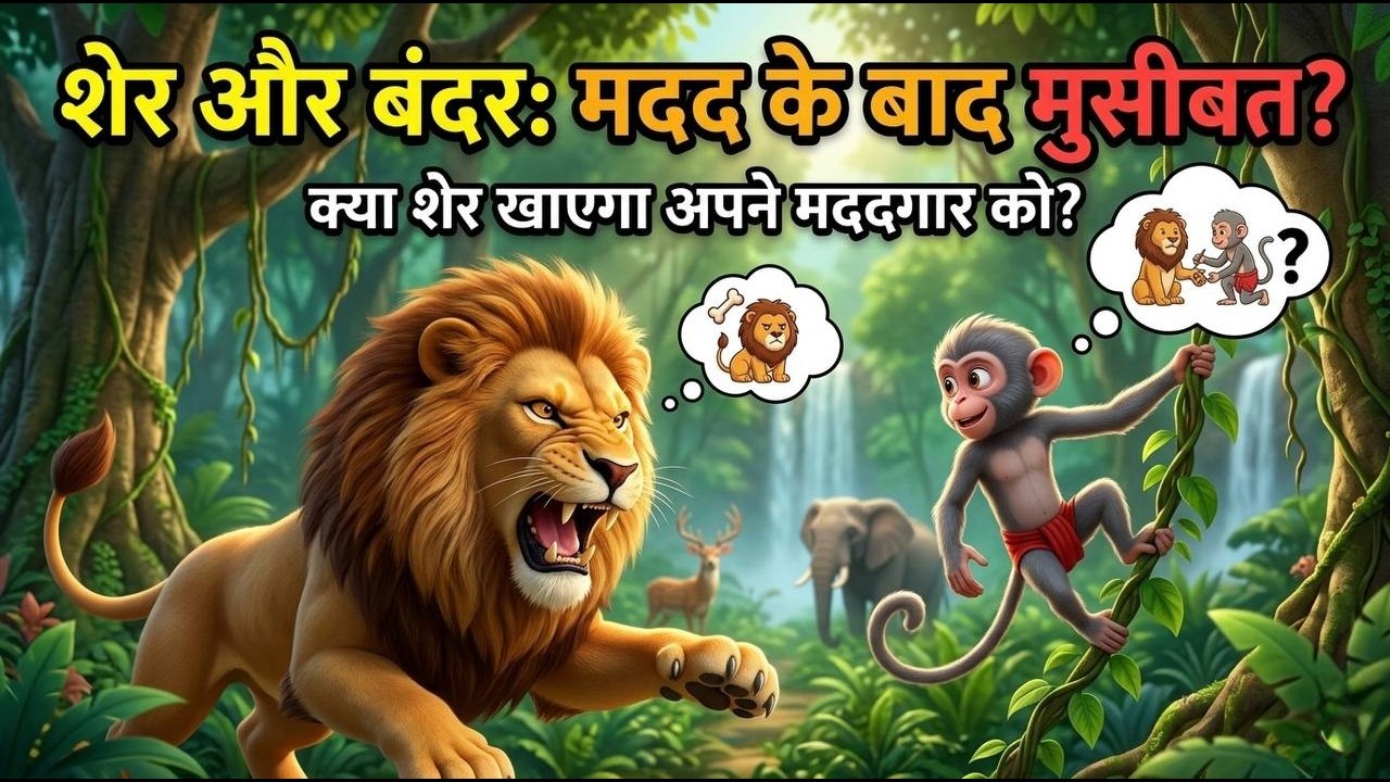 शेर की मदद करना बंदर की सबसे बड़ी गलती | जंगल की कहानी | #youtubekids #hindistoryforkids #viralstory