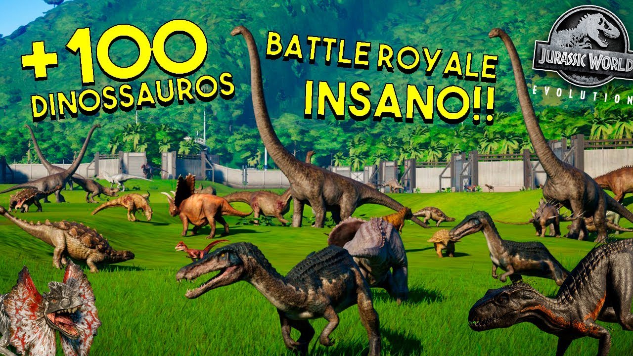 BATTLE ROYALE! +100 DINOSSAUROS NA ARENA!! | Jurassic World Evolution | B. Jurássica [#26] | (PT/BR)