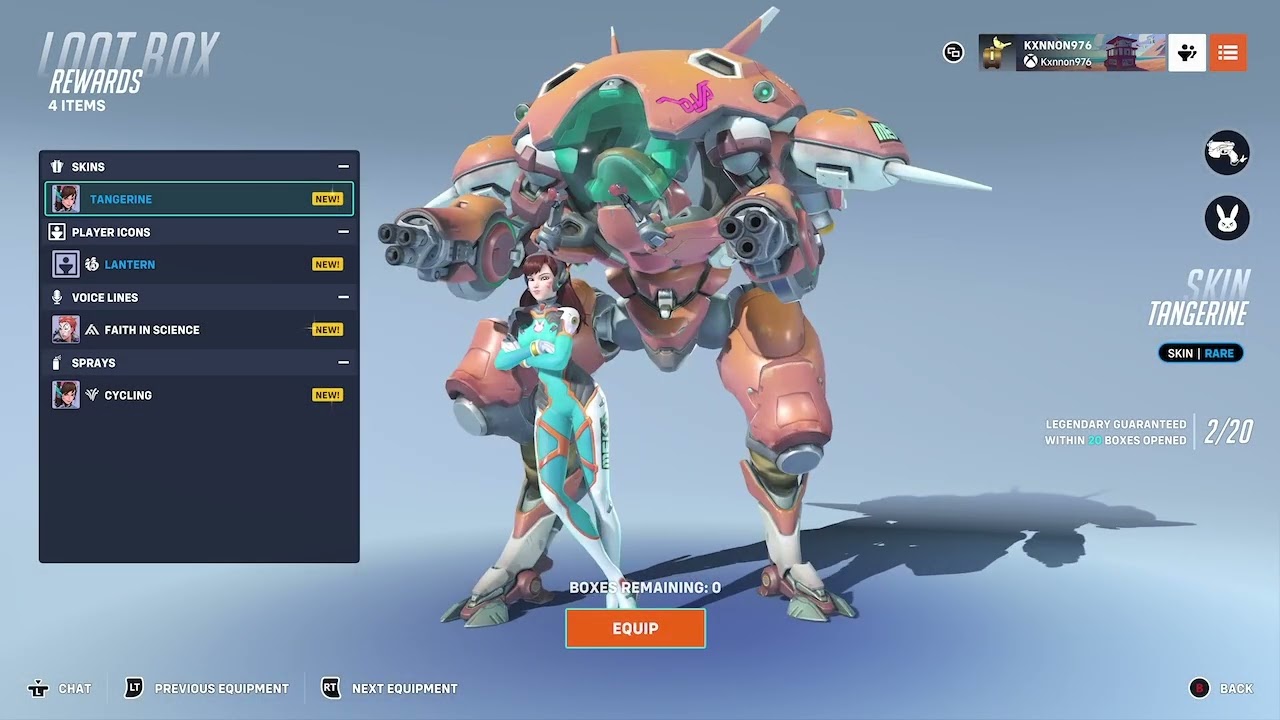 Opening 2 common and 2 legendary loot boxes 