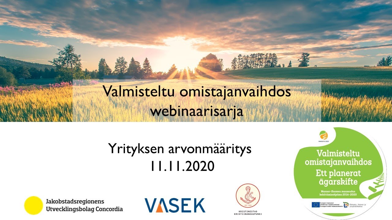 Valmisteltu omistajanvaihdos-webinaarisarja: Yrityksen arvonmääritys