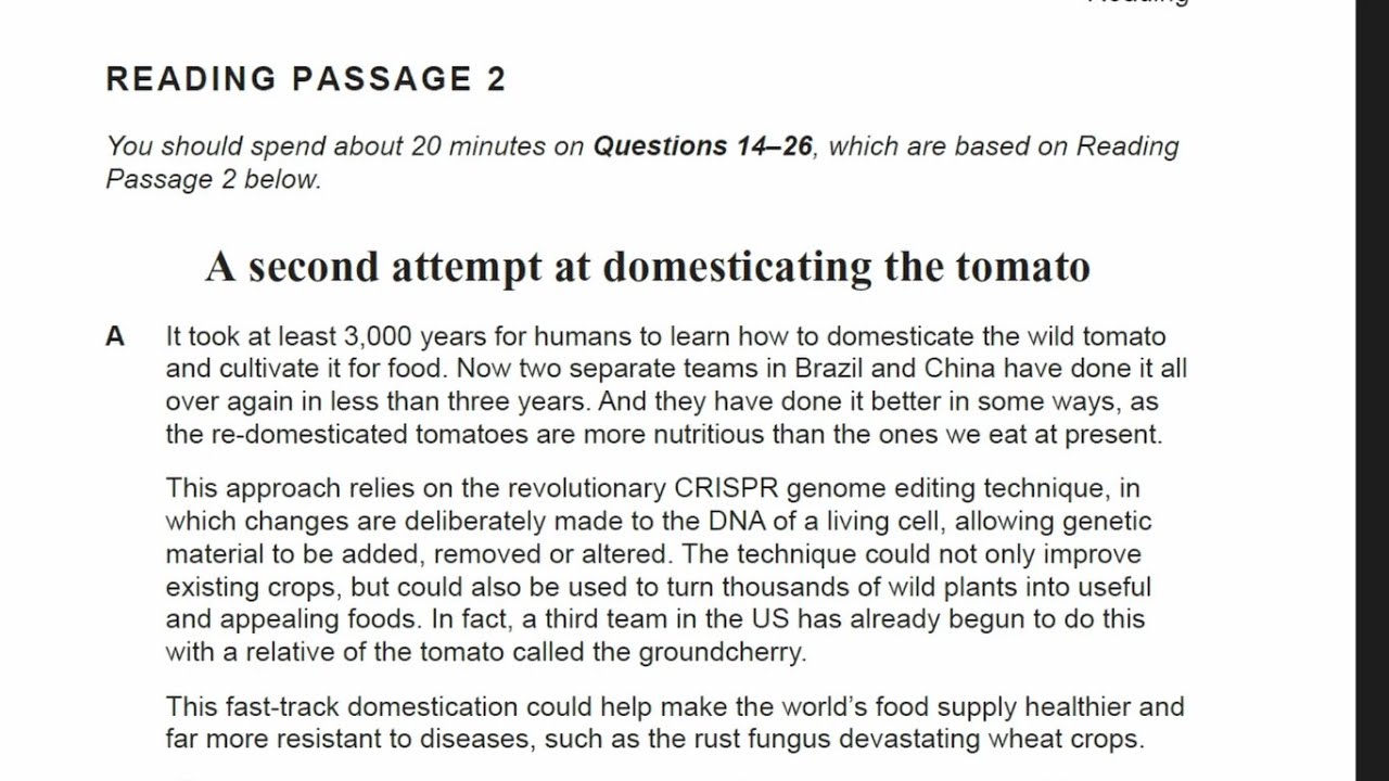 A second attempt at domestication of tomato, Explanation, book 17 test 2 passage 2