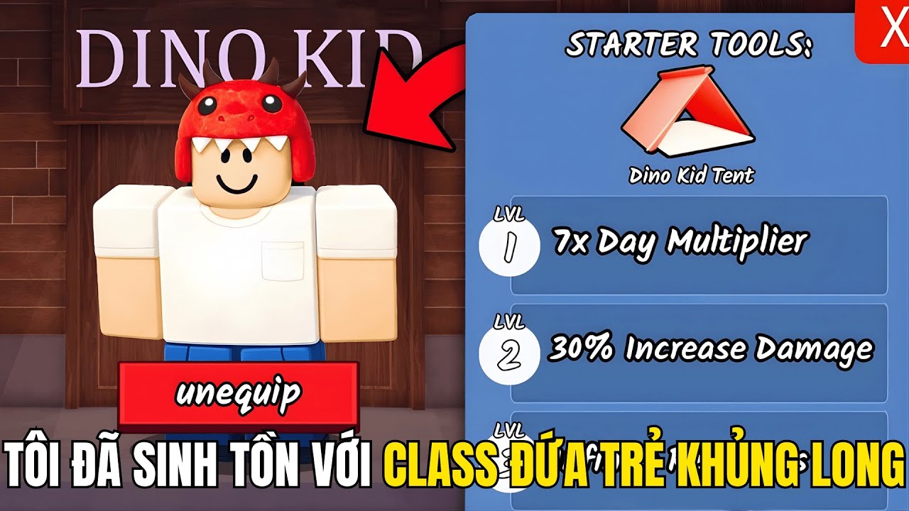 Tôi Đã Sinh Tồn 99 Đêm Với Class Cậu Bé Khủng Long Trong Roblox 99 Night In The Forest...casau