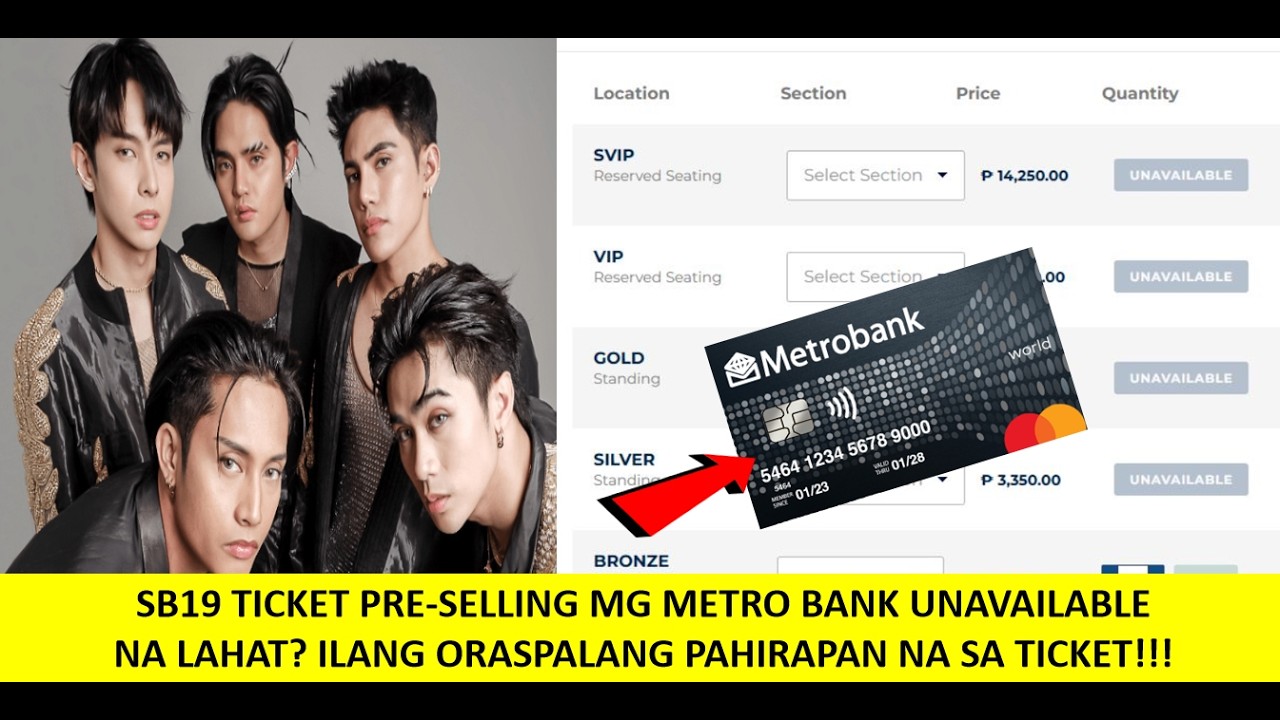 SB19 PRE SELLING NG TICKET NI METRO BANK WALA PANG ILANG ORAS SOLD OUT NA AGAD ANG SVIP ALAMIN