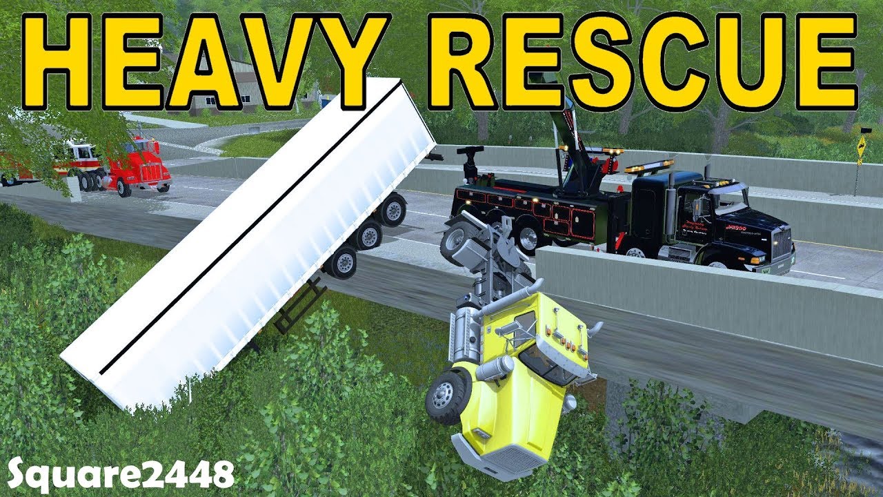 Farming Simulator 17 | Heavy Rescue | Delievery Truck Crashes Of Bridge | Rotator