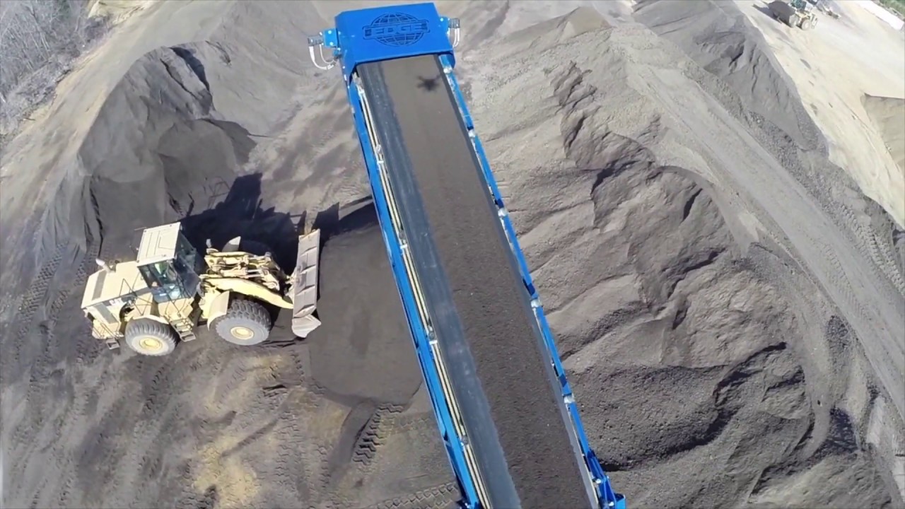 VIDEO of radial stacker conveyors processing dirt, sand, compost, mulch & crushed rock!