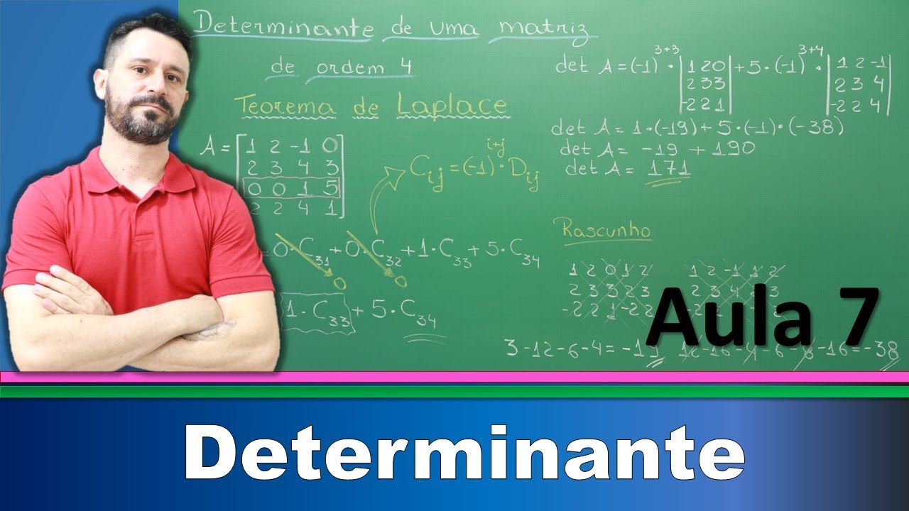 Determinante da Matriz de Ordem 4 | Teorema de Laplace. # Aula 7