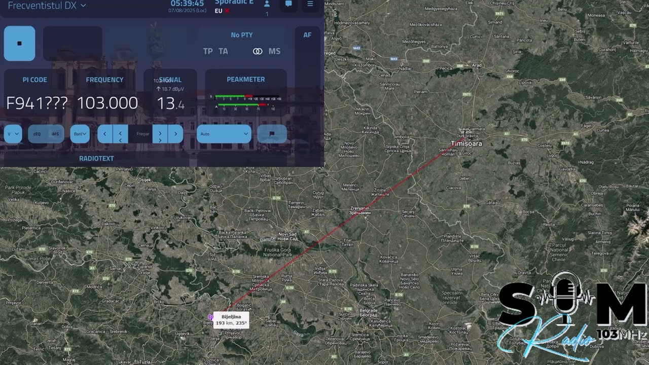 SIMRADIO - Bijeljina 🇧🇦 - 103 MHz received in Timișoara 🇷🇴