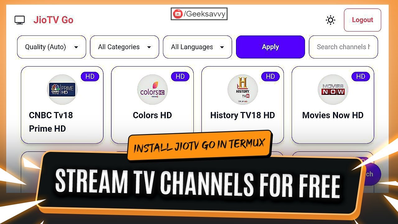 CustTermux: Install JioTv Go in Termux | Stream TV Channels for Free | Geek Savvy
