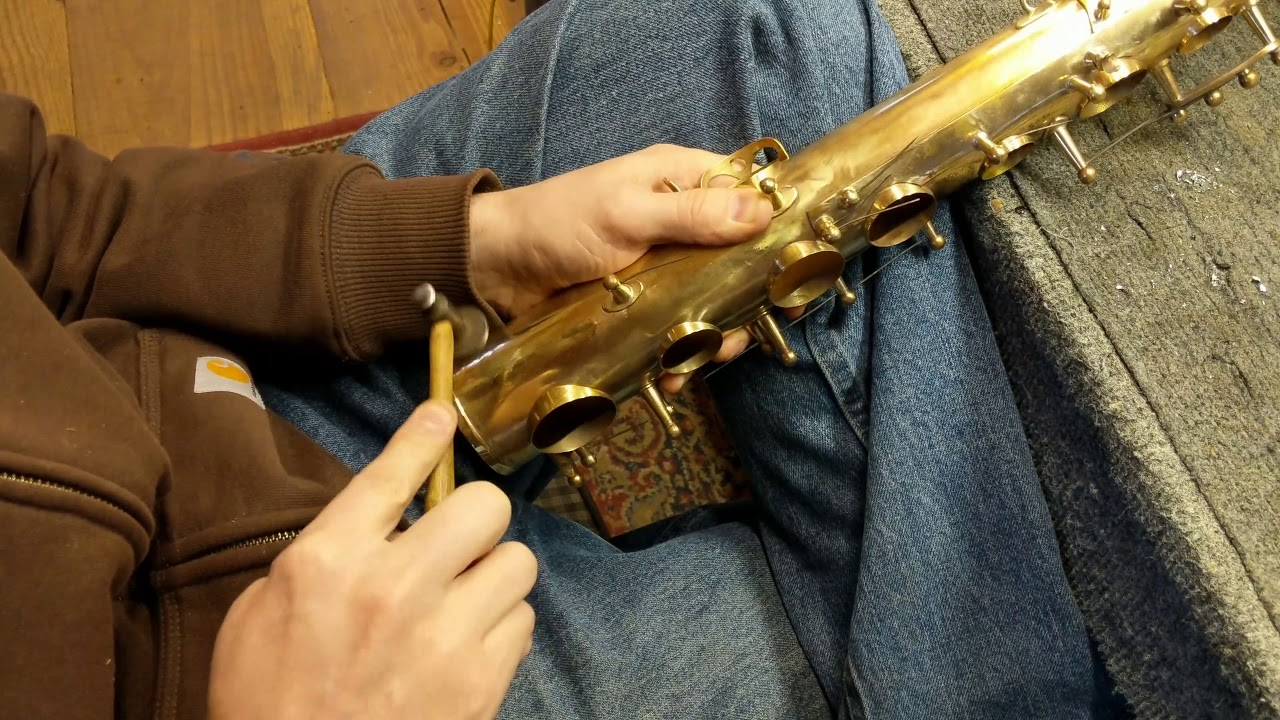 Saxophone Repair Topic: Dent Removal Example 2, Hollow Tapping (Questionable)