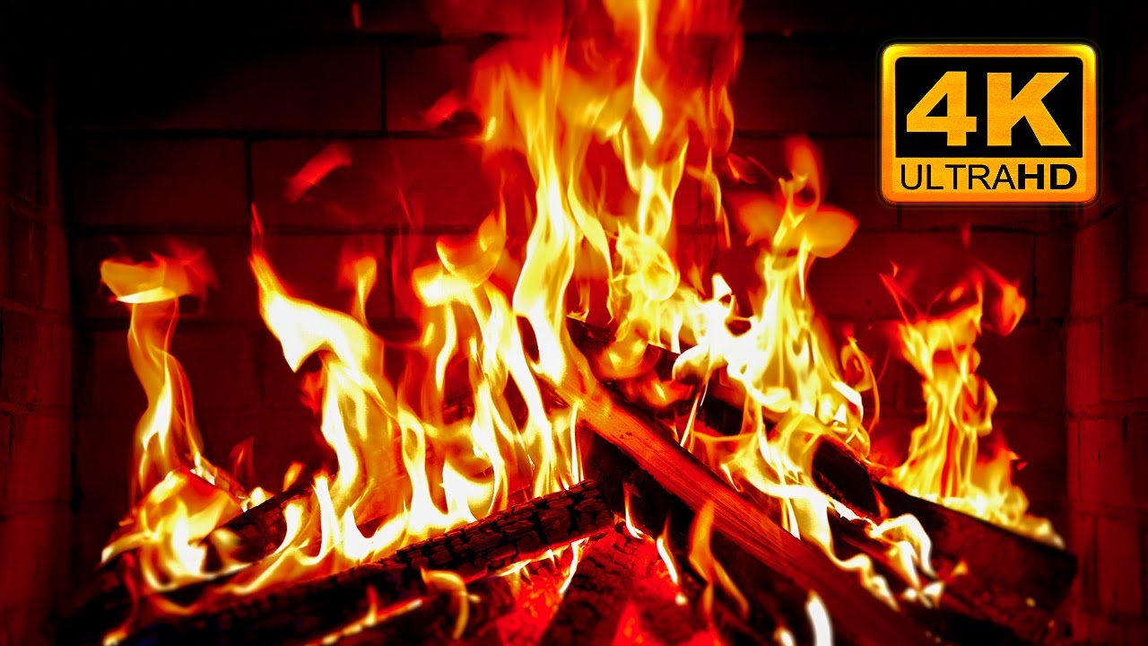 FIREPLACE 4K 🔥 Fireplace video with Burning Logs & Fire Sounds. Christmas Fireplace