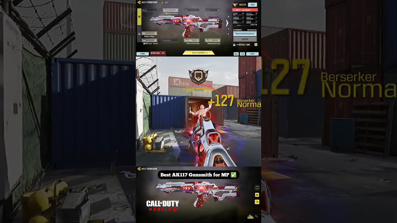 🔥 Best Mythic AK117 Lava Remix Gunsmith for MP | High Damage No Recoil Build | COD Mobile
