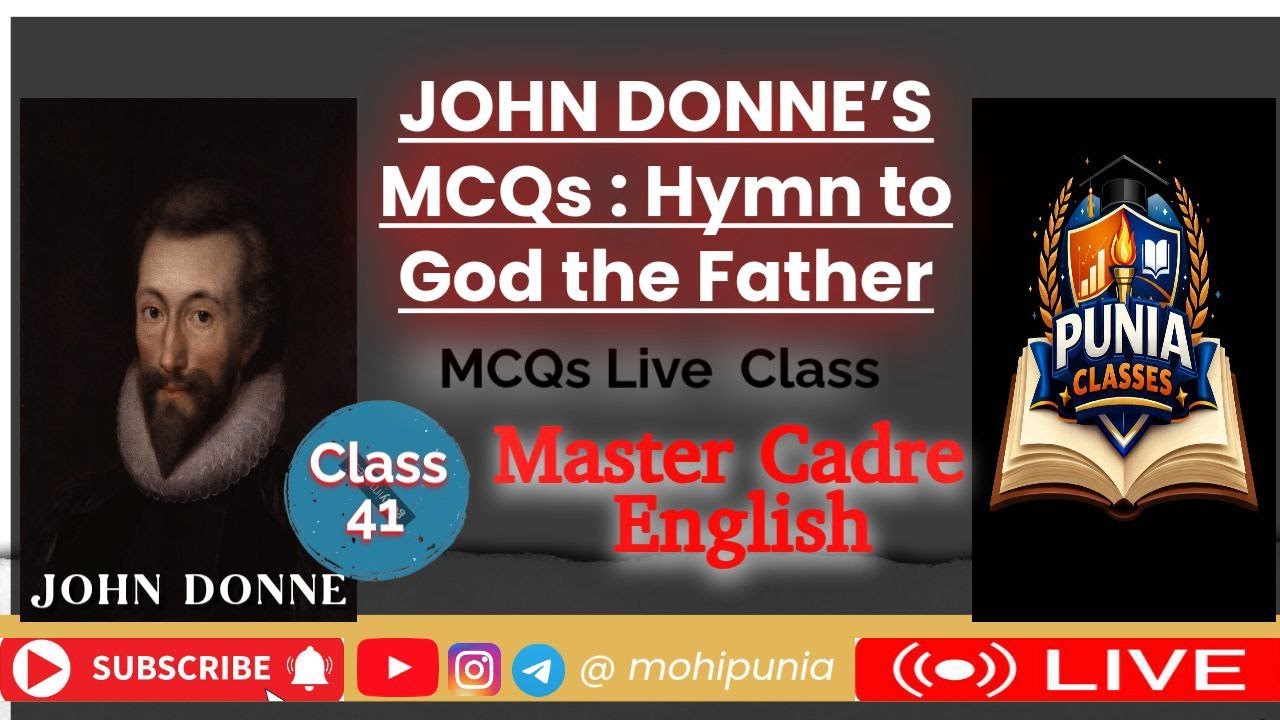 MCQs Hymn to God the Father #johndonne | LIVE CLASS 41 | Master Cadre English  #mastercadre