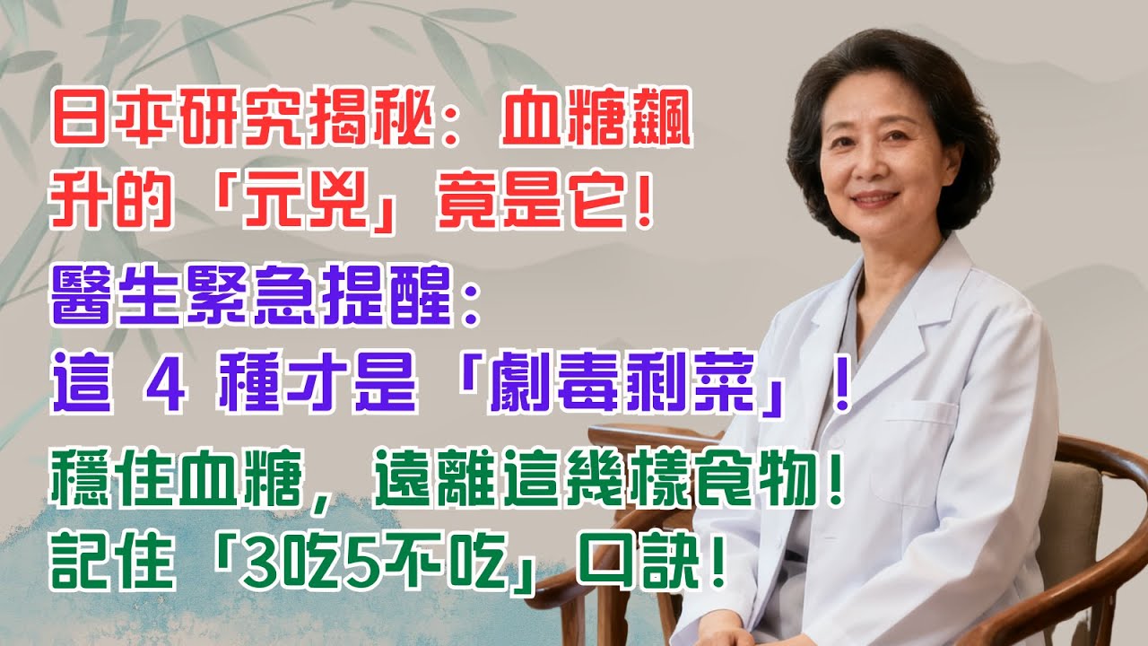 日本研究揭秘：血糖飆升的「元兇」竟是它！穩住血糖，遠離這幾樣食物！記住「3吃5不吃」口訣！｜銀髮健康｜養生｜長者｜銀髮族｜健康｜中醫