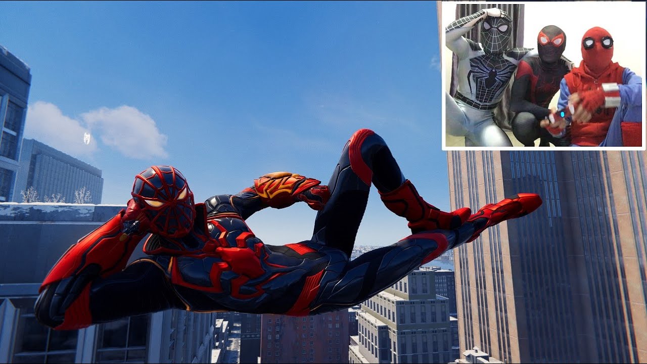 Spiderman Bros Playing SPIDERMAN MILES MORALES PS4!! FUNNY 20 minutes OPENWORLD FREE ROAM!