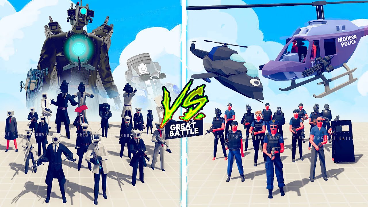 MODERN POLICE TEAM vs TITAN CAMERAMAN TEAM - Totally Accurate Battle Simulator TABS