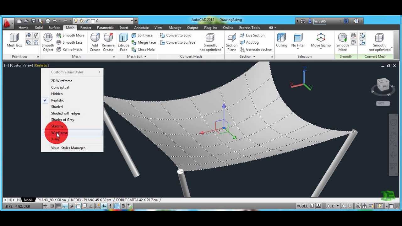 AutoCAD - Malla - Creacion de una Velaria