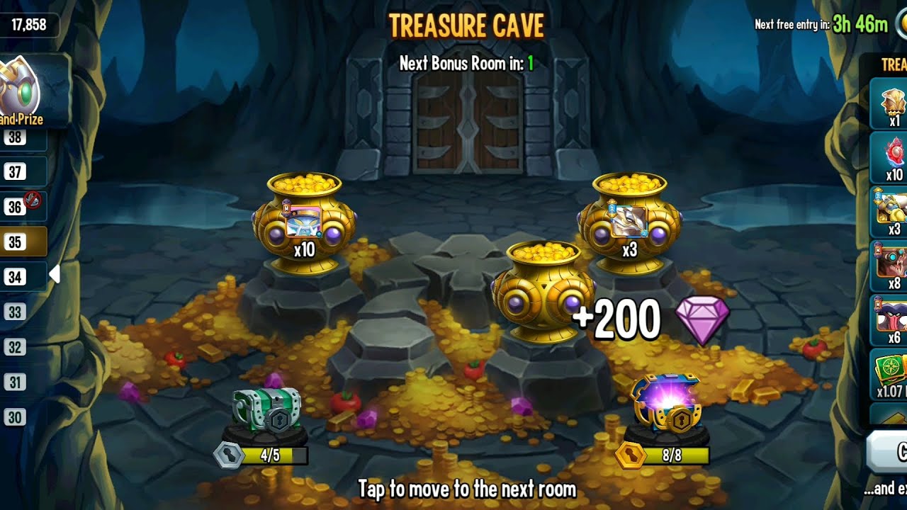 Monster legends Treasure Cave +200 Gems Seasonal Summon Tickets x1875