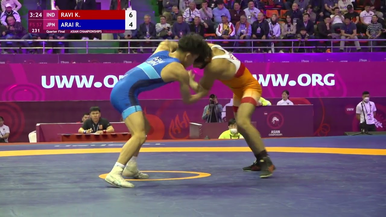 1/4 FS - 57 kg: K. RAVI (IND) v. R. ARAI (JPN)