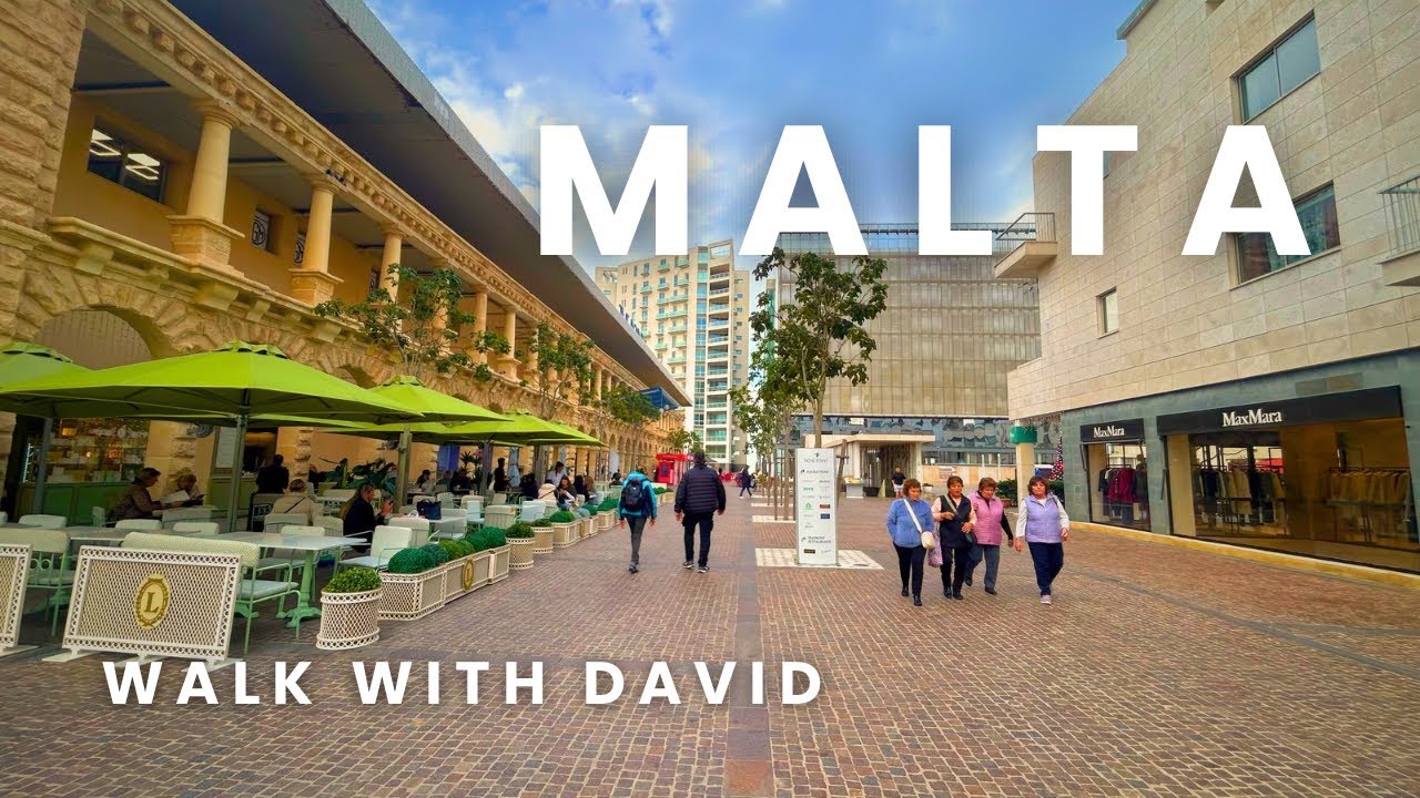 Walking Tour in Malta | Sliema city virtual tour afternoon walk vibes | filmed in 4K HDR 60fps