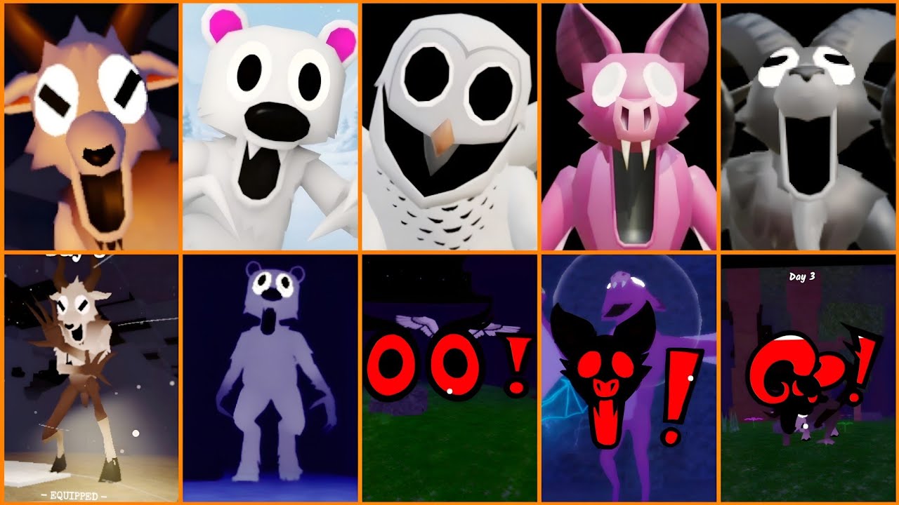 99 Nights in the Forest: All Jumpscares (Side-by-Side Comparison)