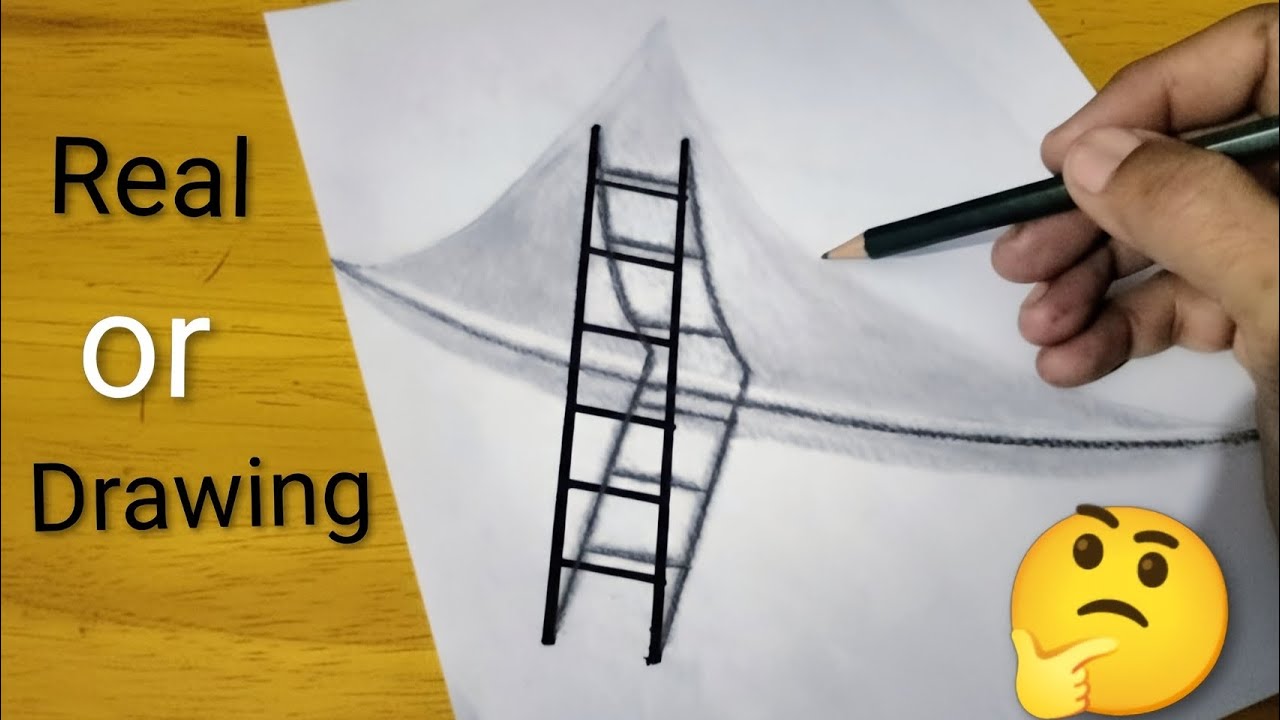 Real or Drawing? 🤔 3D Ladder Optical Illusion | #Drawing