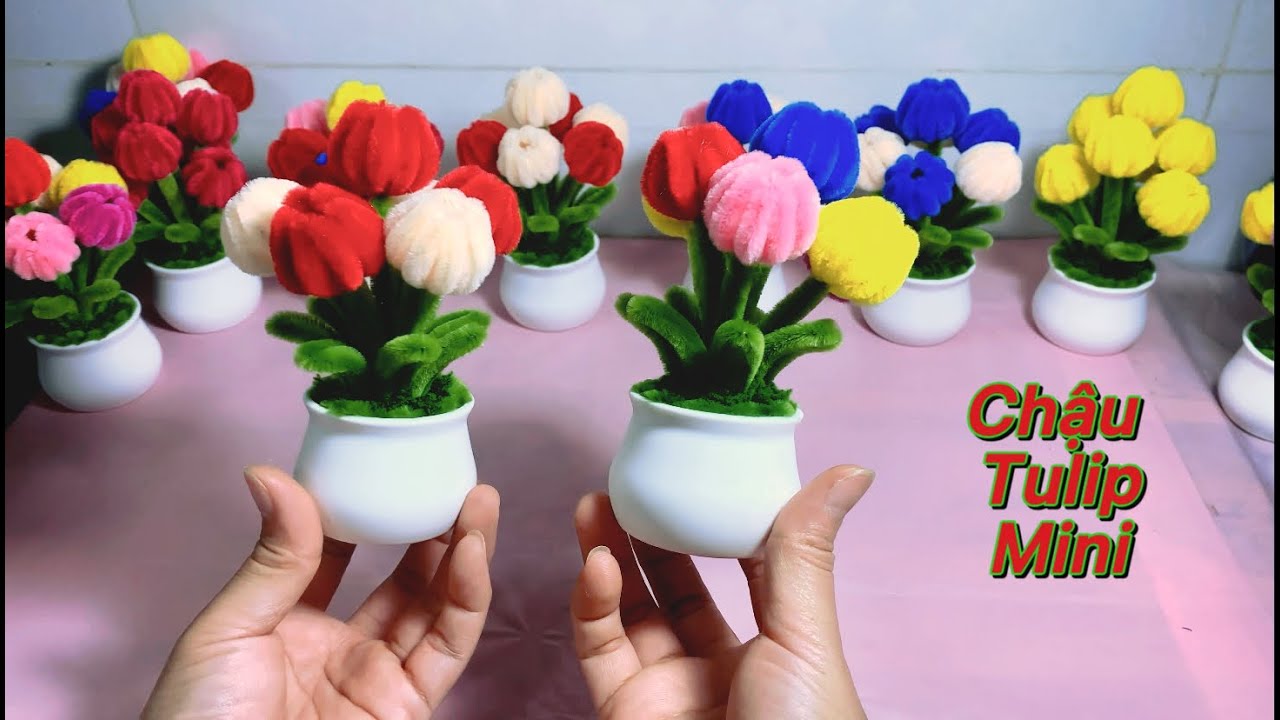 Hướng dẫn cách làm chậu hoa Tu líp mini bằng kẽm Nhung
