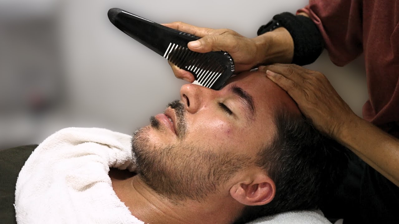 Thailand ASMR Face Massage with Scraping Gua Sha