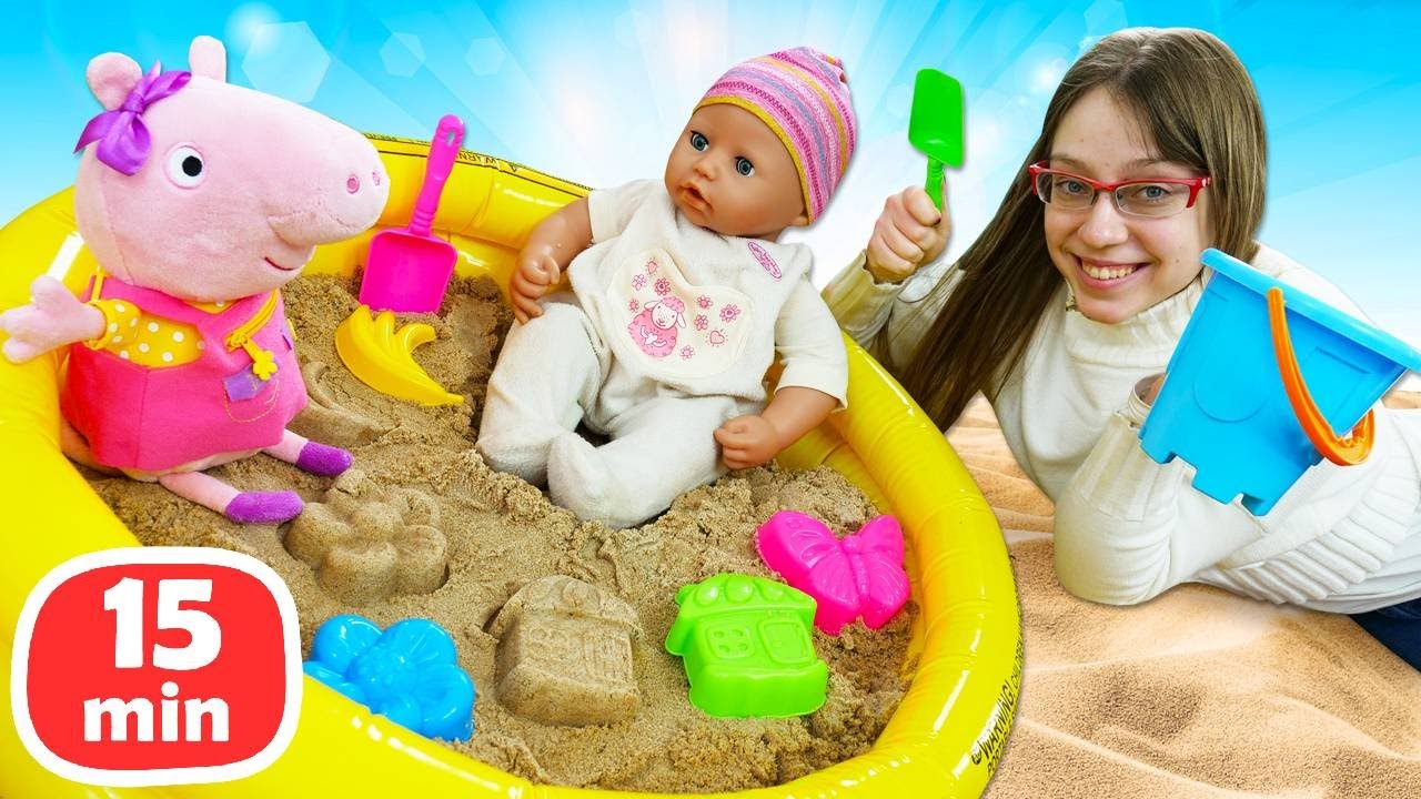 Baby Born -nuket ja lelut. Pipsa Possu -lelu leikkii vauvanuken kanssa. Lasten video