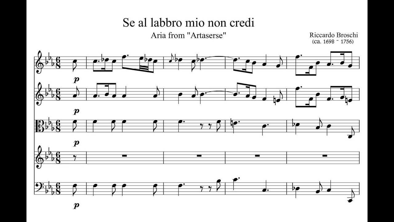 Broschi, Riccardo (ca. 1698 - 1756) Se al labbro mio non credi (from 