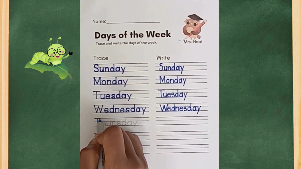 Trace and Write the Days of the Week | Handwriting Practice for Kids