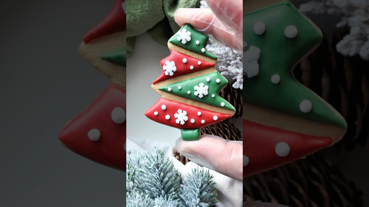 🎄Simple Christmas tree cookie decorating for beginners~ アイシングクッキー #christmas #cookiedecorating