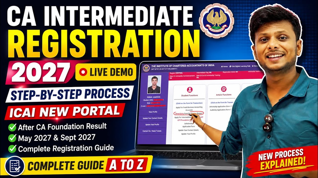 CA Intermediate Registration 2027 | Complete Live Demo | Step-by-Step Process | ICAI New Portal