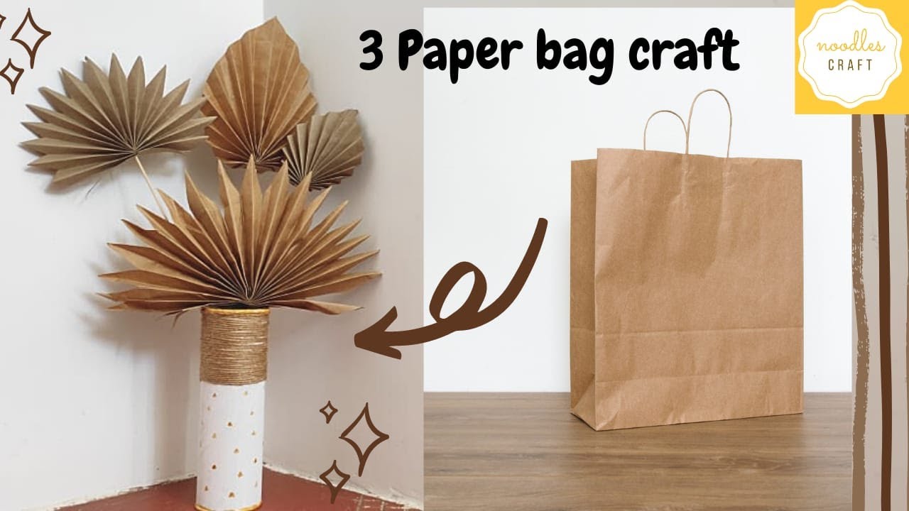 Easy paper craft | Reuse paper bags| Diy paper flower, wall hanging, planter ideas| noodlescraft