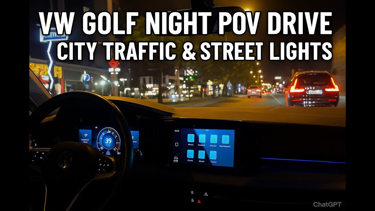 VW Golf Night POV Drive | City Traffic & Street Lights