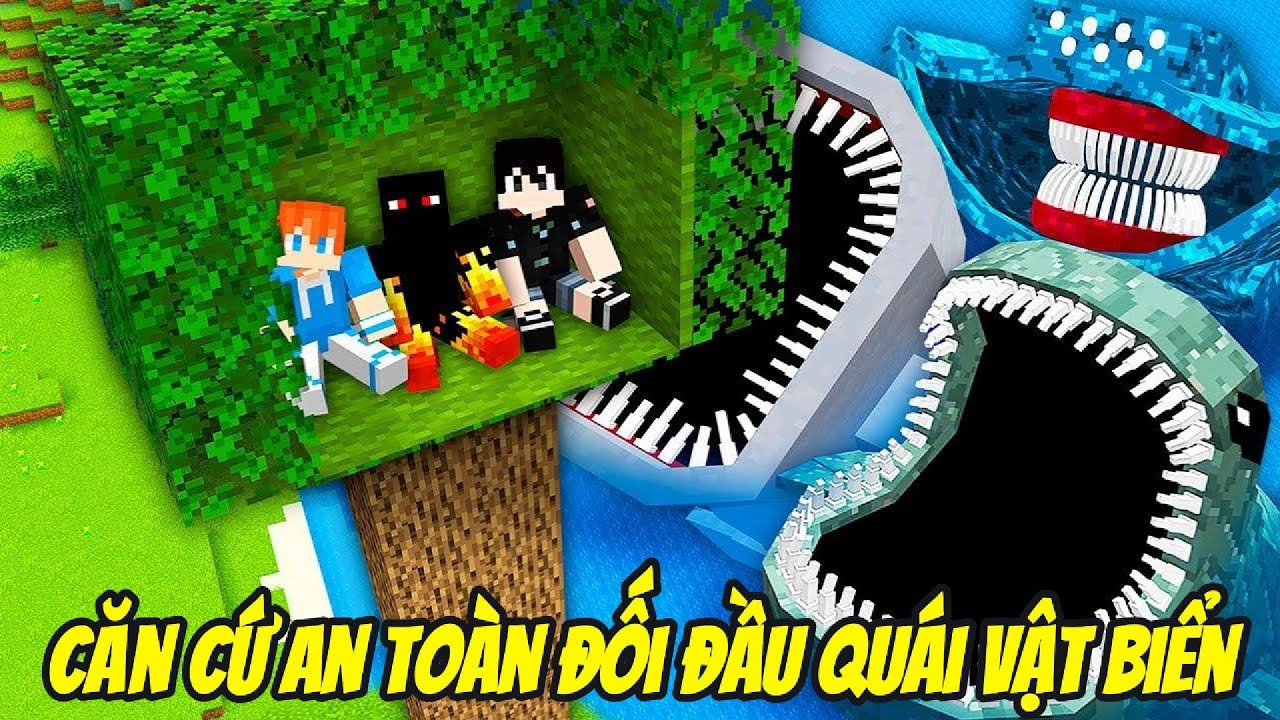 Thử Thách XÂY CĂN CỨ AN TOÀN ĐỐI ĐẦU TẤT CẢ QUÁI VẬT BIỂN Trong Minecraft Siêu Bất Ổn🤣