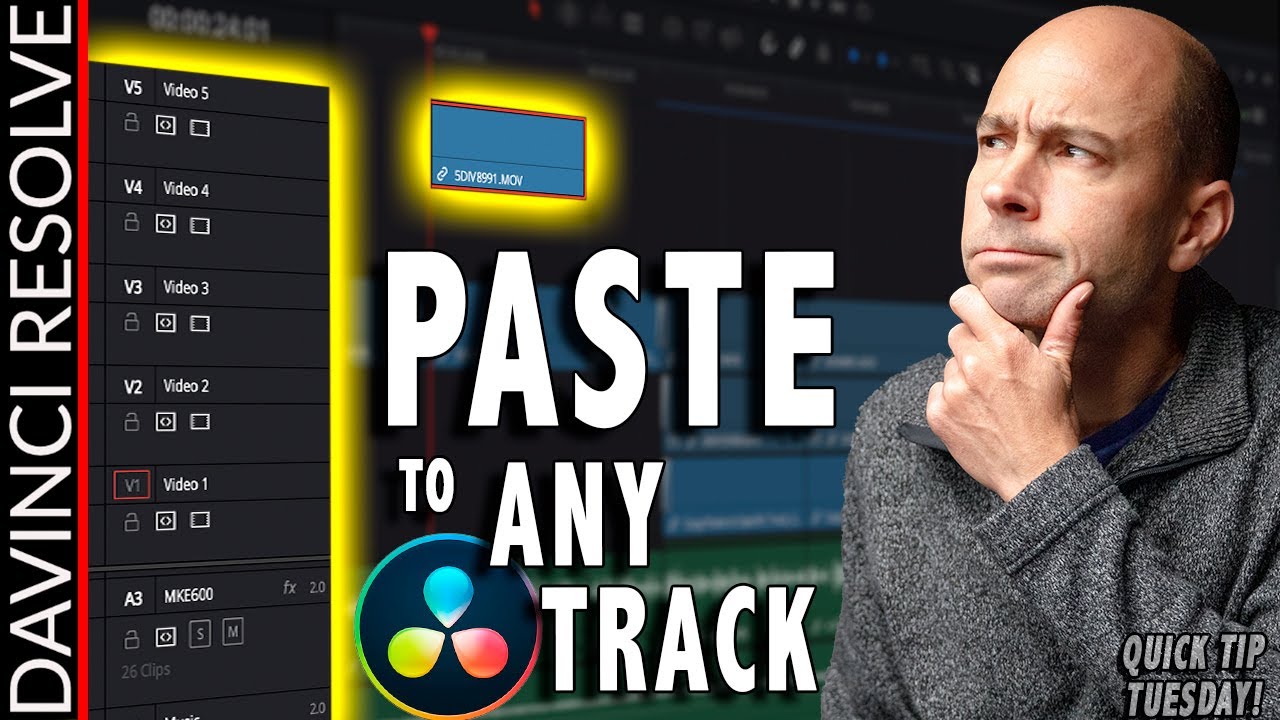 How to COPY and PASTE to ANY TRACK in Davinci Resolve 17 | Quick Tip Tuesday!
