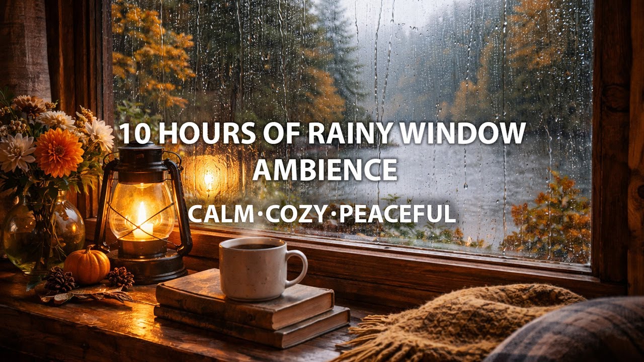 10 HOURS of a RAINY WINDOW | AMBIENCE | CALM, COZY, PEACEFUL