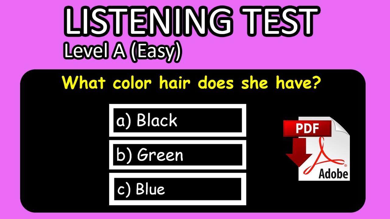 Easy Listening Test - Level A (EASY) + PDF - Listen and answer the questions - Easy English Lesson