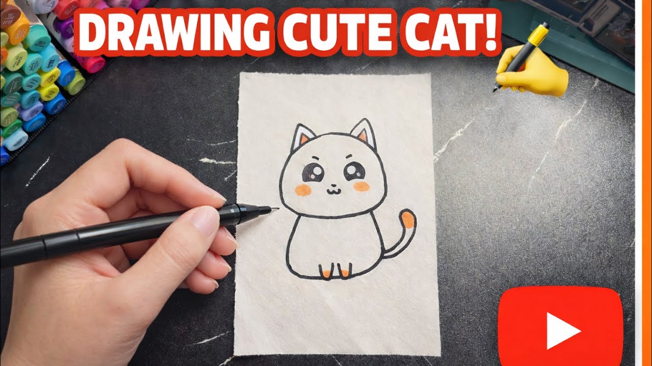 How To Draw a Cute Cat Easy ￼
