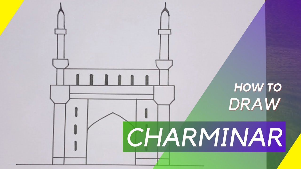How to draw simple Charminar monument | easy monument drawing step by step | draw so cute