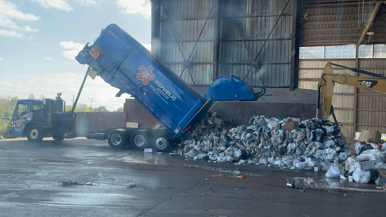 Republic Services Garbage Trucks Dumping