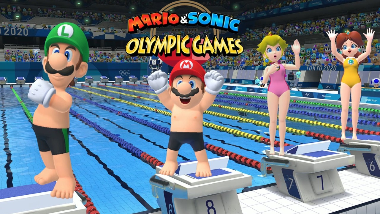 Swimming Very Hard Gameplay Mario & Sonic At The Olympic Games Tokyo 2020 Luigi Peach Mario ++ Sonic